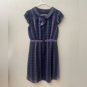 Banana Republic Dress in Navy and Purple Plaid